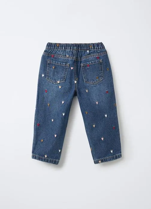 Pantaloni in denim misto cotone Balloon Fit bimba