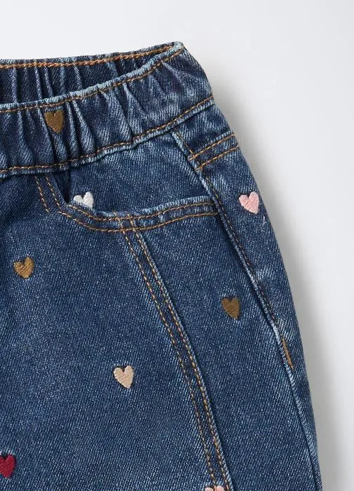 Pantaloni in denim misto cotone Balloon Fit bimba