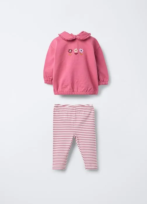 Jogging set in pura felpa di cotone neonata