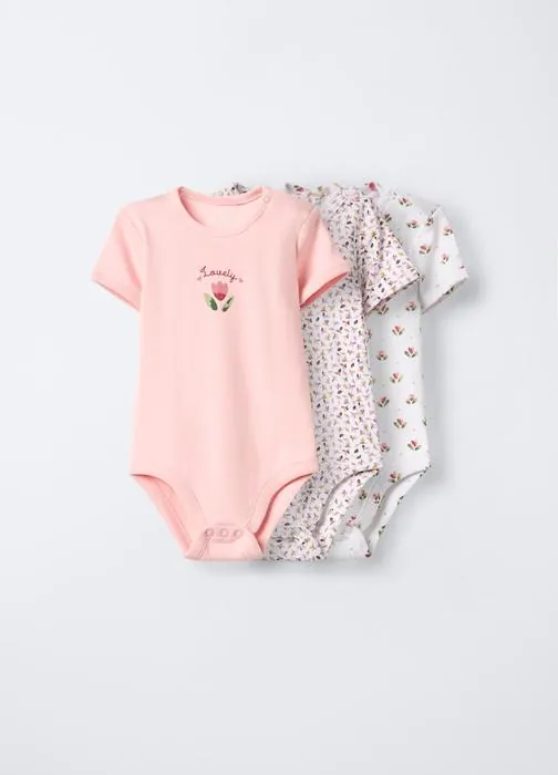 Pack 3 body in interlock di puro cotone neonata