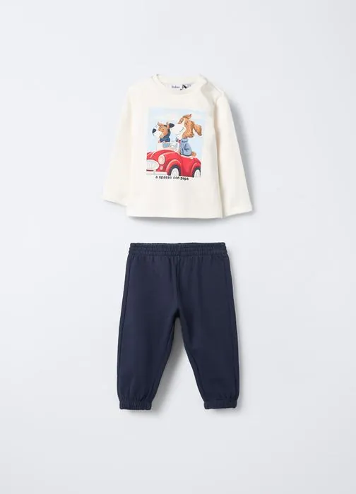 Jogging set in puro cotone garzato bimbo