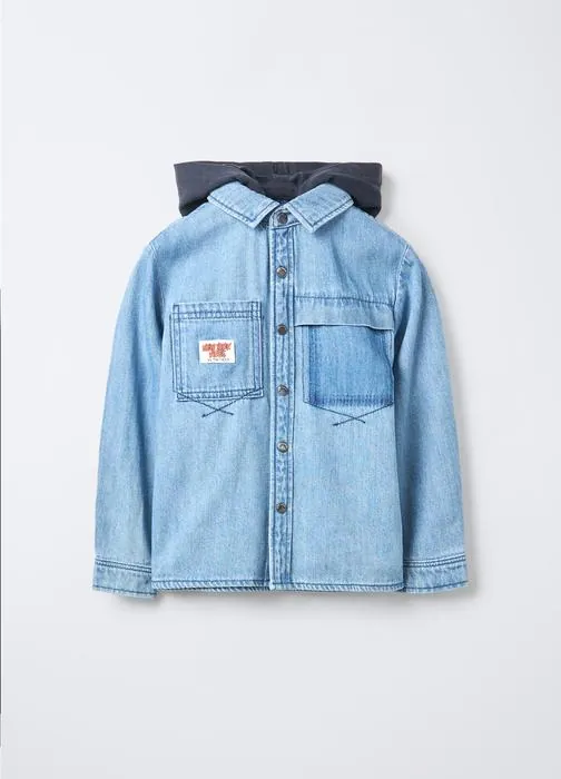 Dječja denim košulja s kapuljačom za dječake