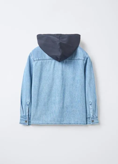 Dječja denim košulja s kapuljačom za dječake