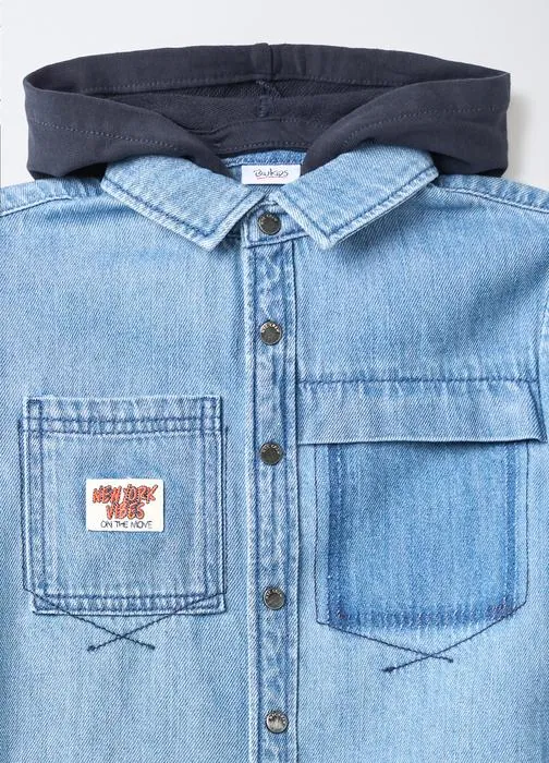 Dječja denim košulja s kapuljačom za dječake