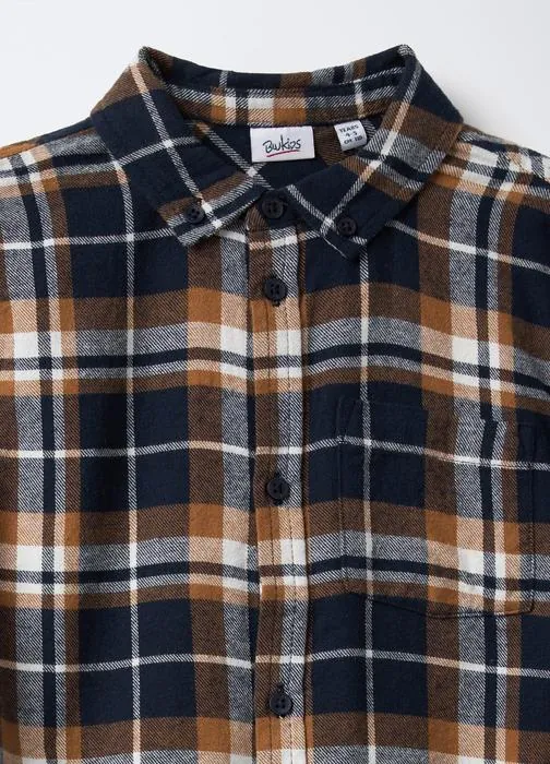 Camicia in flanella di puro cotone Fit Regular bambino