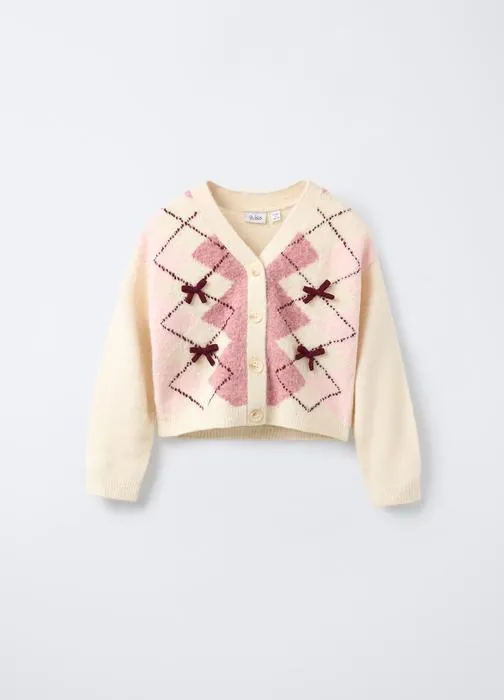 Djevojački kardigan s jacquard uzorkom