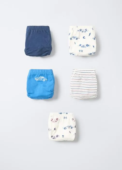 Pack 5 slip in jersey di puro cotone bambino
