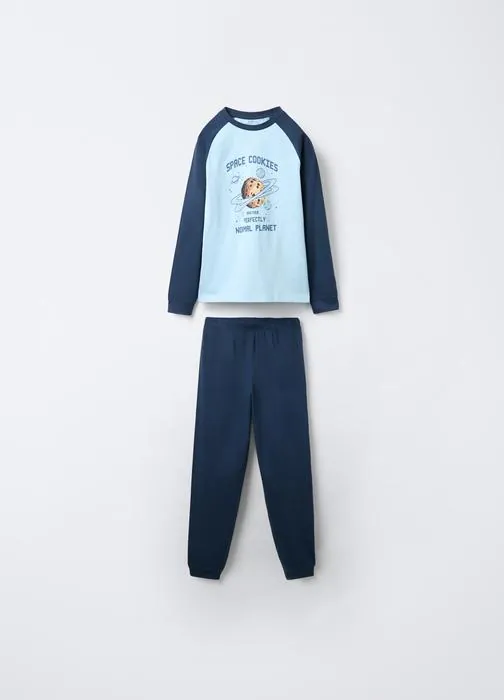 Set pigiama lungo in jersey di puro cotone ragazzo
