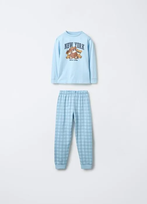 Set pigiama lungo in jersey di puro cotone bambino