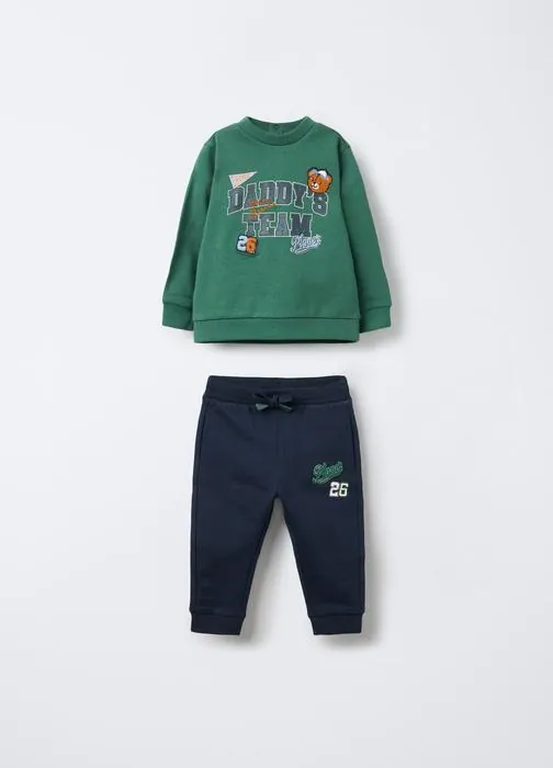 Jogging set in puro cotone garzato bimbo