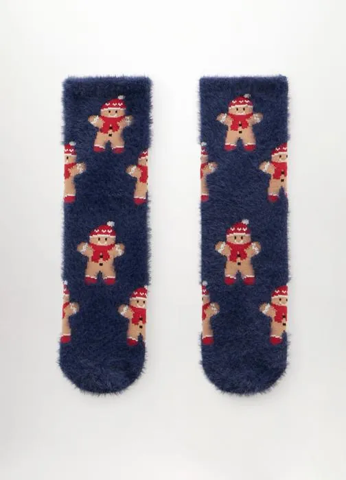 Ženske jacquard čarape s božićnim uzorkom