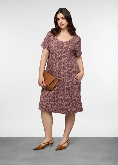 Kratka haljina okruglog izreza za žene curvy