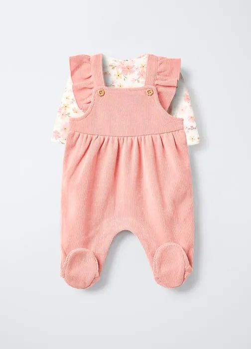 Set salopette + t-shirt floreale neonata