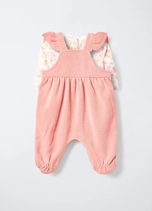 Set salopette + t-shirt floreale neonata