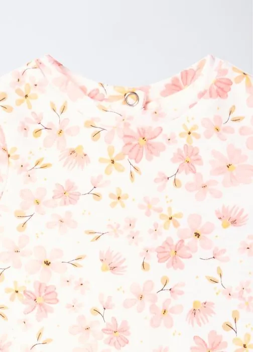 Set salopette + t-shirt floreale neonata
