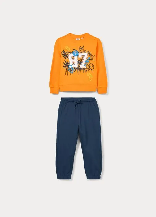 Jogging set in french terry di puro cotone bambino