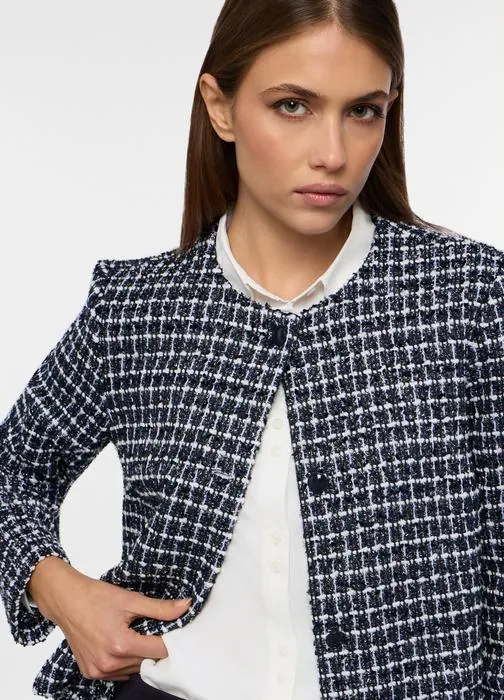 Ženski bouclé kardigan s lurex niti