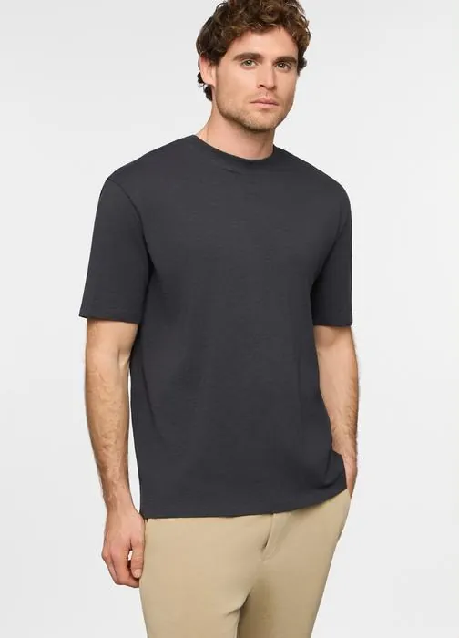 T-shirt girocollo in cotone fiammato uomo