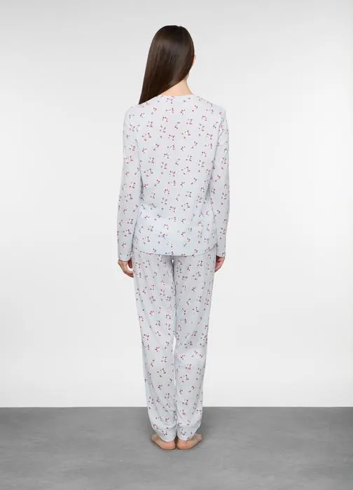 Set pigiama lungo in jersey di puro cotone donna
