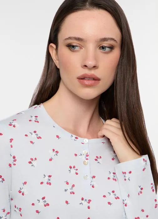 Set pigiama lungo in jersey di puro cotone donna