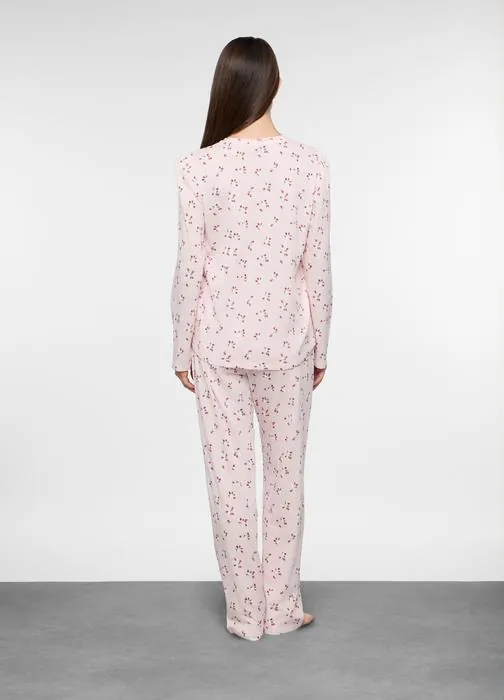 Set pigiama lungo in jersey di puro cotone donna