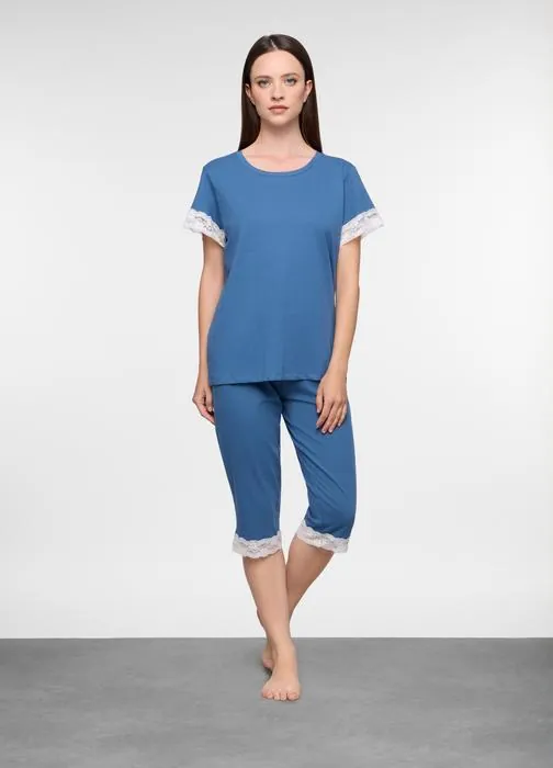 Set pigiama corto in jersey di puro cotone donna