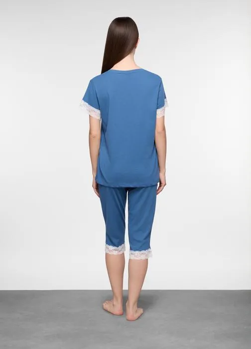Set pigiama corto in jersey di puro cotone donna