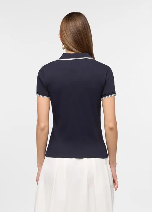 Ženski rebrasti polo s V-izrezom