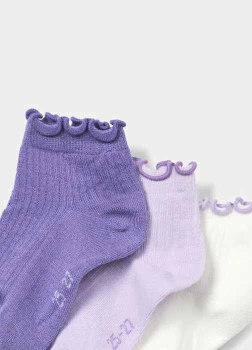 Paket od 3 para rebrastih kratkih čarapa za djevojčice