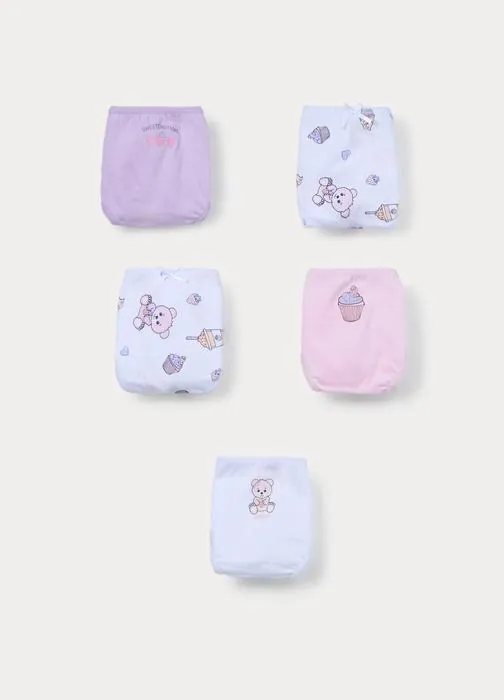 Pack 5 slip in jersey di puro cotone bambina