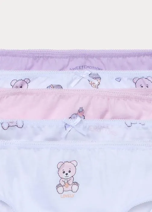 Pack 5 slip in jersey di puro cotone bambina