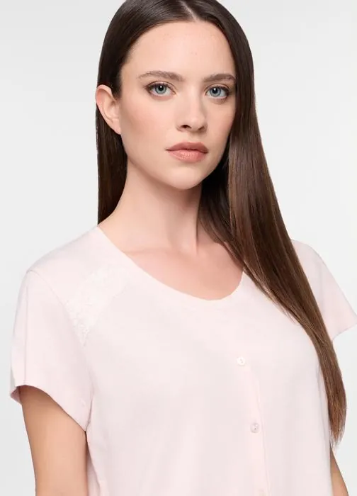 Camicia da notte in jersey di puro cotone donna