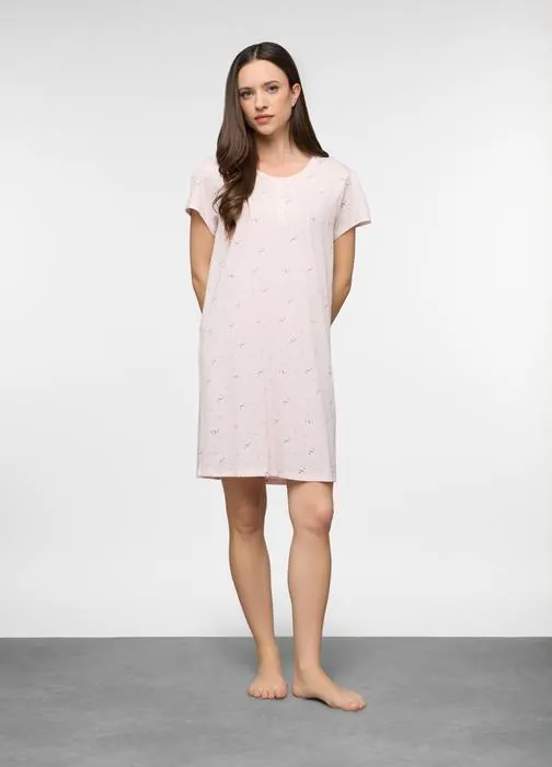 Camicia da notte corta in jersey di puro cotone donna
