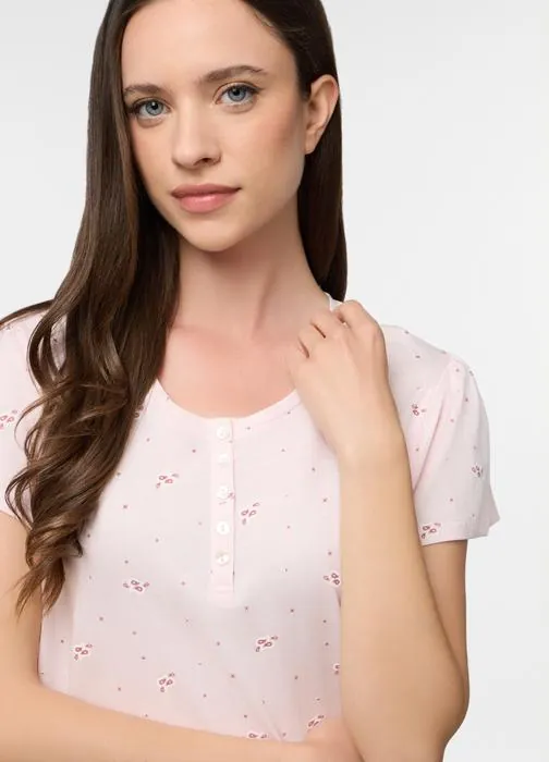 Camicia da notte corta in jersey di puro cotone donna