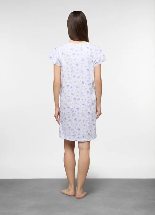 Camicia da notte corta in jersey di puro cotone donna