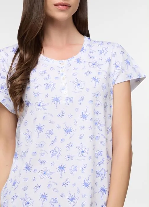 Camicia da notte corta in jersey di puro cotone donna