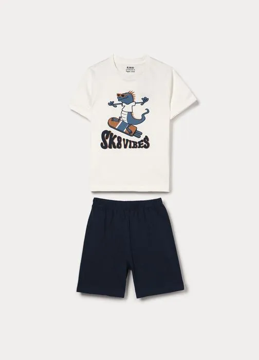 Set pigiama corto in jersey di puro cotone bambino