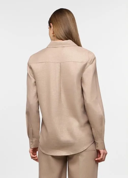 Camicia fit over con collo alla francese misto lino donna